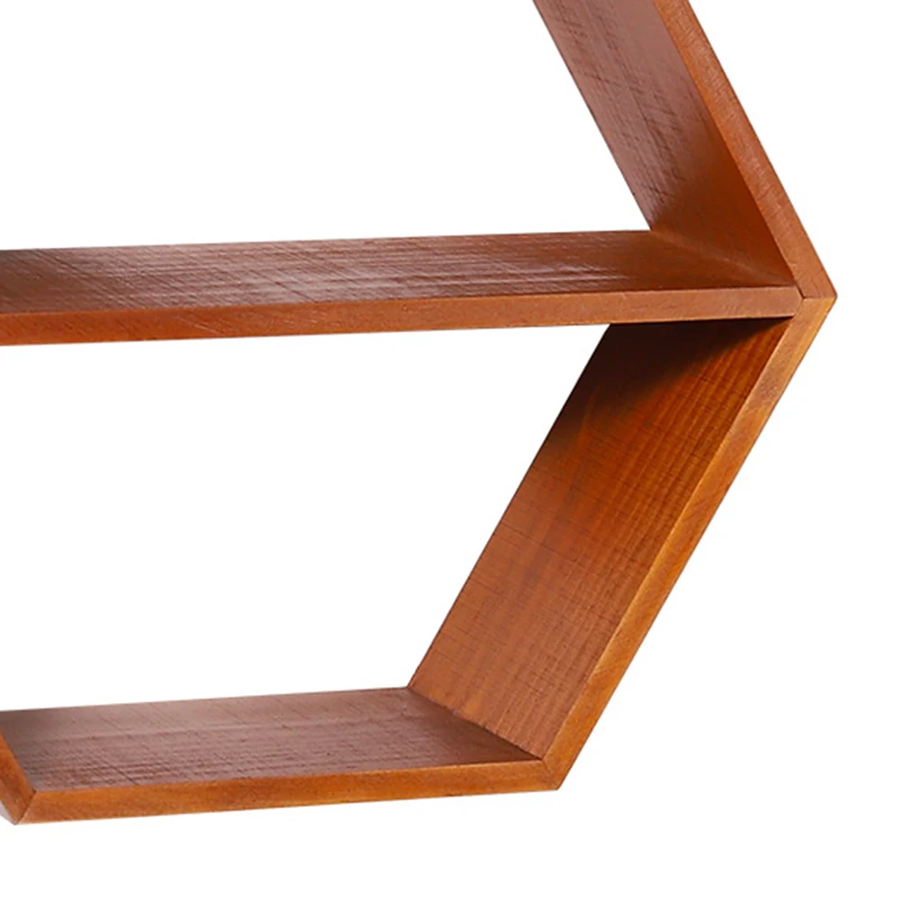 Hexagon Floating Display Home Shelves Bookshelf Wall Mounted Storage Organizer