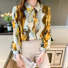 Aliexpress - 2021 New Fashion Temperament Printed Women’s Shirt Korean Chiffon Loose Lantern Sleeve Girl’s Top  B019