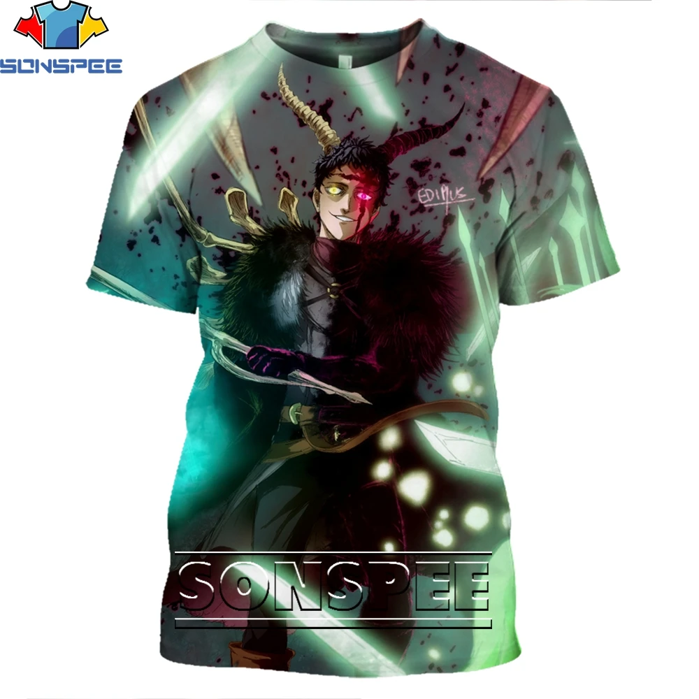 

SONSPEE Magic Fight Anime Black Clover Funny Shirt 3D Printing Men Women’s Summer Harajuku Man Oversize Tshirt Kids Tshirts Top