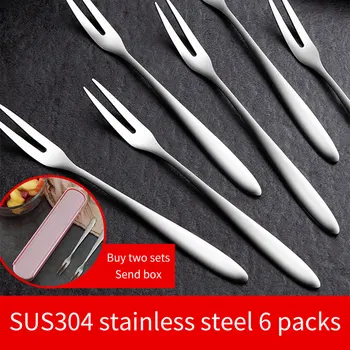 

304 fruit fork 6pcs stainless steel cake fork creative moon cake fork dessert fork fruit sign kitchen tool 13cm