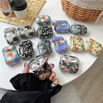 

KJOEW Earphone Case PC Hard Shell Airpods Pro Case Literary Flowers Airpods 2 Case Wireless Bluetooth Airpod Pro2 Headphone Case