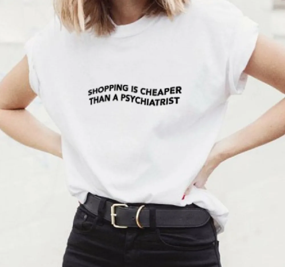 Шоппинг дешевле, чем Футболка-терапевт графическая женская унисекс Camisetas Quote Эстетическая Винтажная Футболка гранж