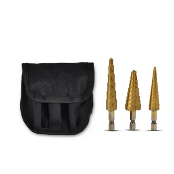 

3Pcs Drill Bit Set Steel Titanium Nitride Coated Step Quick Change 1/4\" Shank The Material Is High Speed Steel