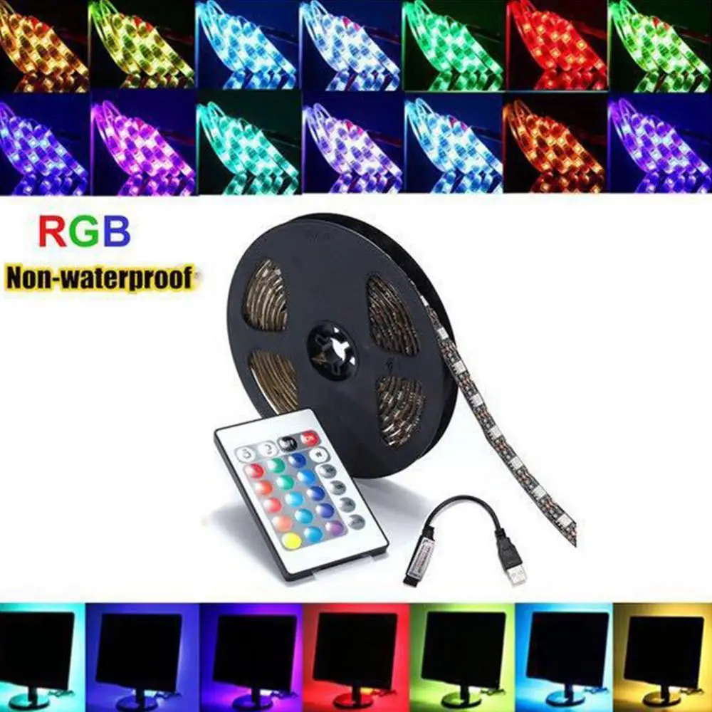 5 в светодиодный светильник Usb RGB водонепроницаемый Диодная лента лампа Гибкая