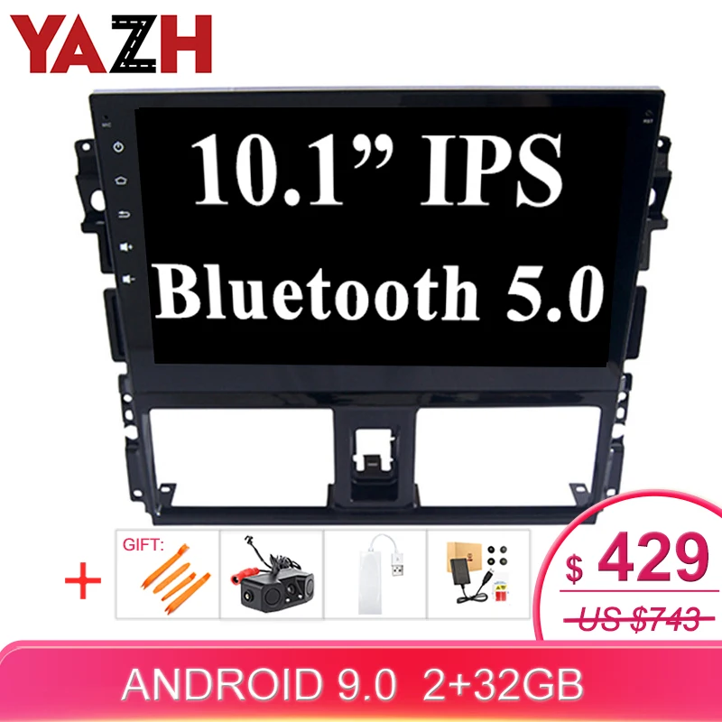 YAZH 10 1 дюймов автомобильный стерео для Toyota Vios Yari 2013 2014 с Android 8 core система