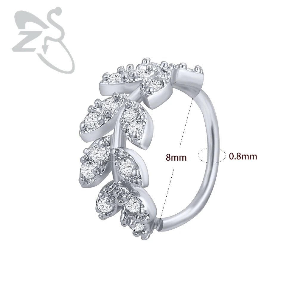 Style6 1 шт. Медные CZ драгоценные камни нос перегородки Кольца Daith Пирсинг ушной хрящ серьги обруч Спиральные серьги раковины кликер ювелирные изделия для пирсинга тела - Окраска металла: Style6