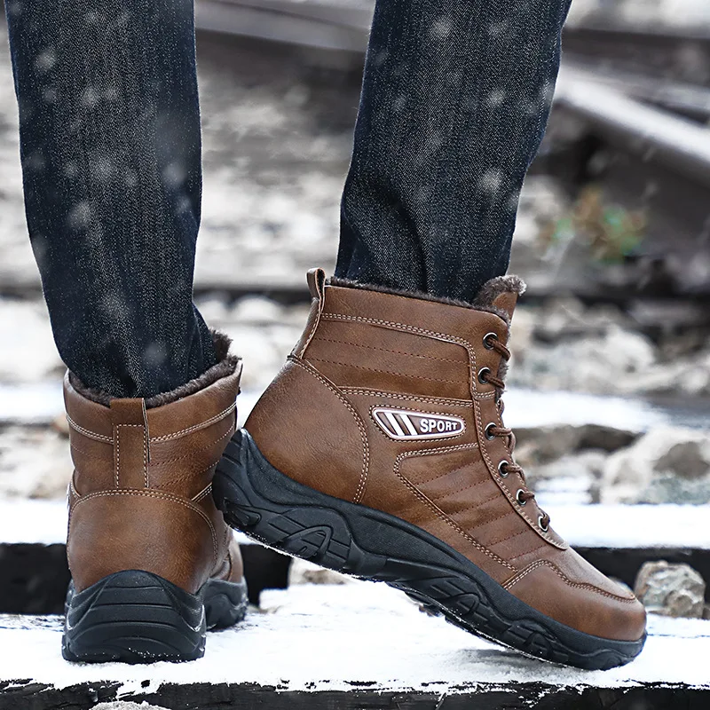 

2019 Fashion New Men Winter Lace Up Comfortable Boots Warmeast Snow Boots Waterproof Ankle For Adult Hight Quality Male Booties