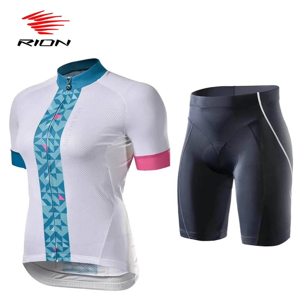RION Women's Cycling Jersey Set MTB Mountain Bike Pad Shorts Bicycle Cycling Female Clothes Set Bicicleta Ciclismo Ropa mujer
