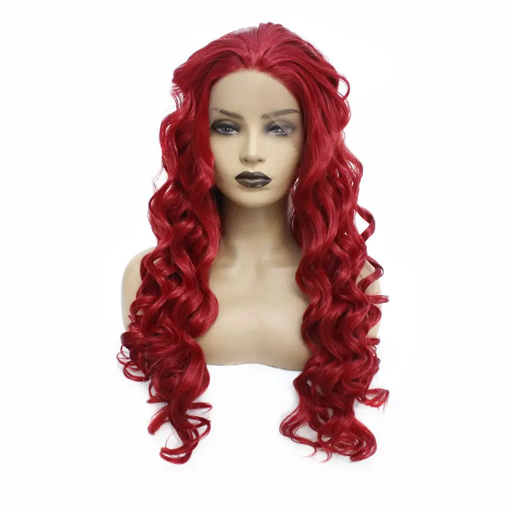 Long Wavy Synthetic Lace Front Wig with Baby Hair Glueless Green High Temperature Heat Resistant Fiber Hair Wigs For Women