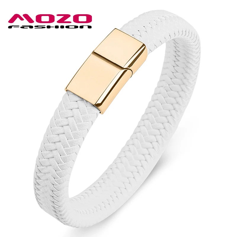 Mozo fashion подвеска красный плетеный кожаный браслет золотого цвета из нержавеющей стали магнитный браслет со стальными элементами модные женские туфли браслеты 161 - Окраска металла: SH161-B
