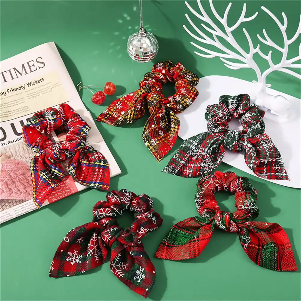 ファッションクリスマスscrunchies Diy弾性ボウノット手作りヘッドバンドヘアロープポニーテールホルダーヘッドドレスヘアアクセサリー レディースヘアアクセサリー Aliexpress