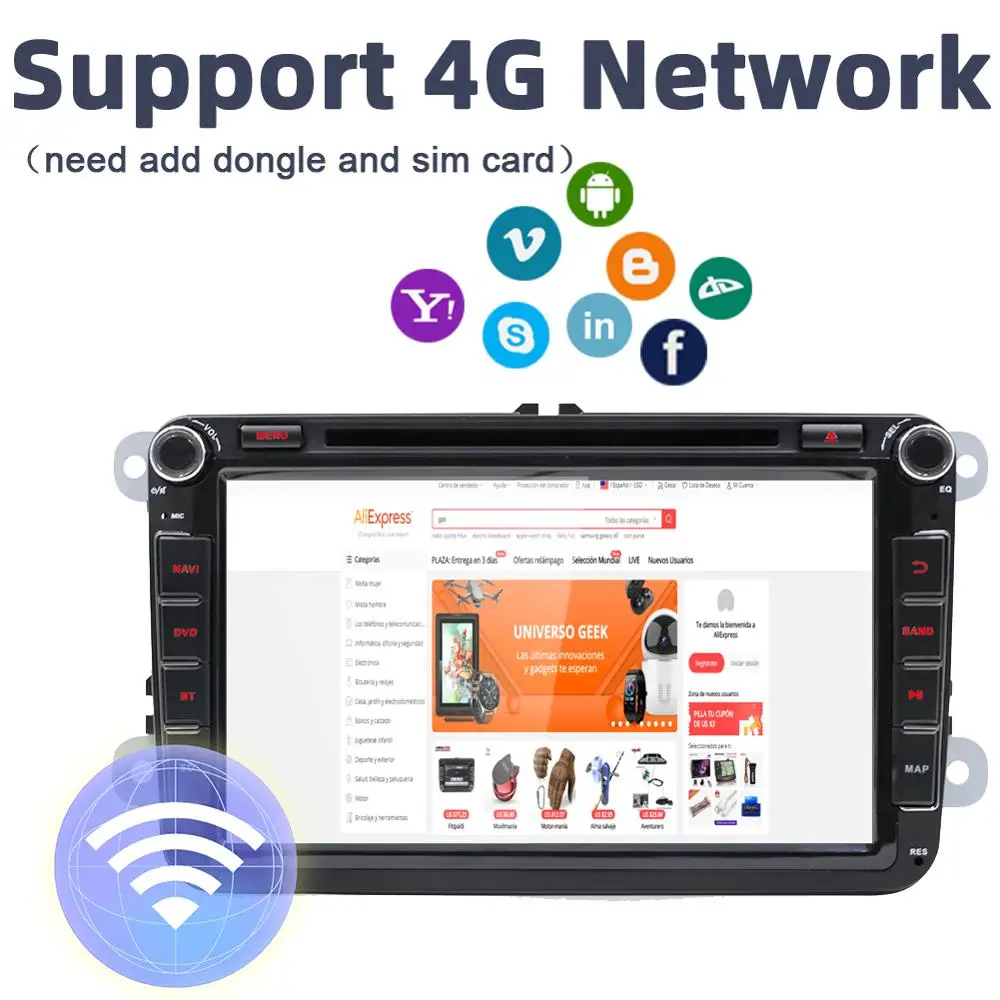 Clearance Car autoradio GPS navi Android 8.1 Octa core 2 Din Car DVD For Volkswagen/Golf/Polo/Tiguan/Passat/b7/b6/SEAT/leon/Skoda/Octavia 3