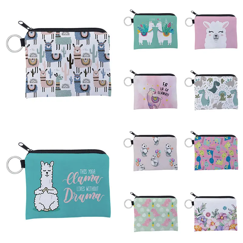 

Alpaca Printing Purse Card Key Pouch Small Zipper Coin Bag Card Holder Wallet Coin Bag Purse Wallet Pouch Coin Purse Card