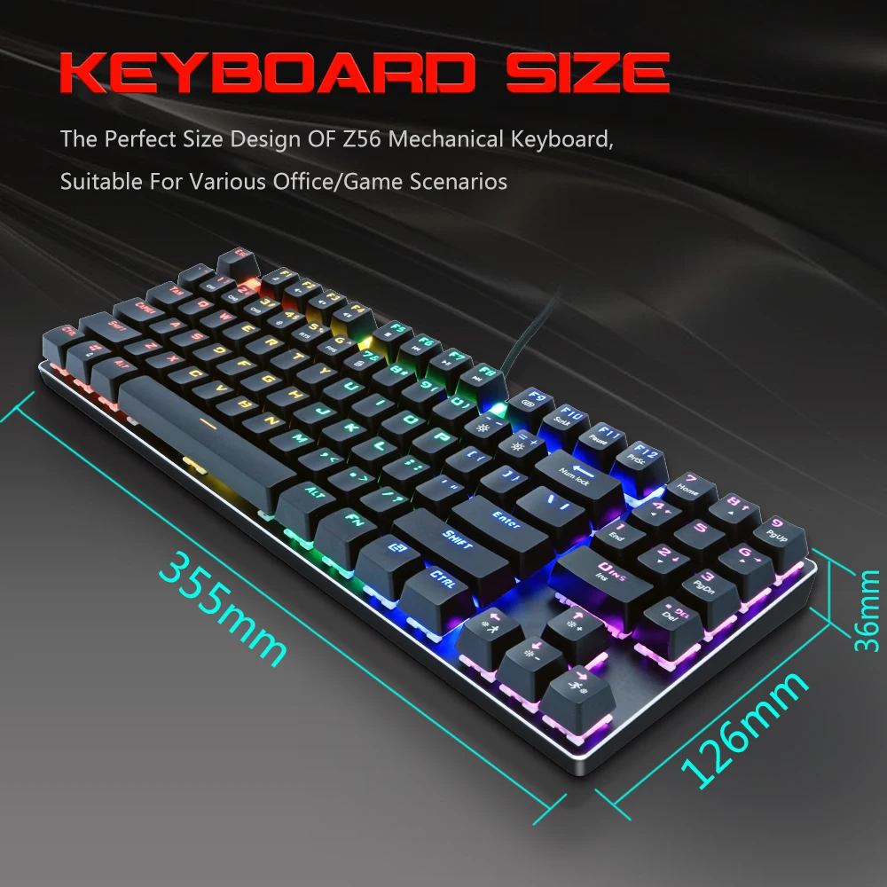 METOO Wired Gaming Mechanical Keyboard Backlit 89 Key Anti-ghosting Blue