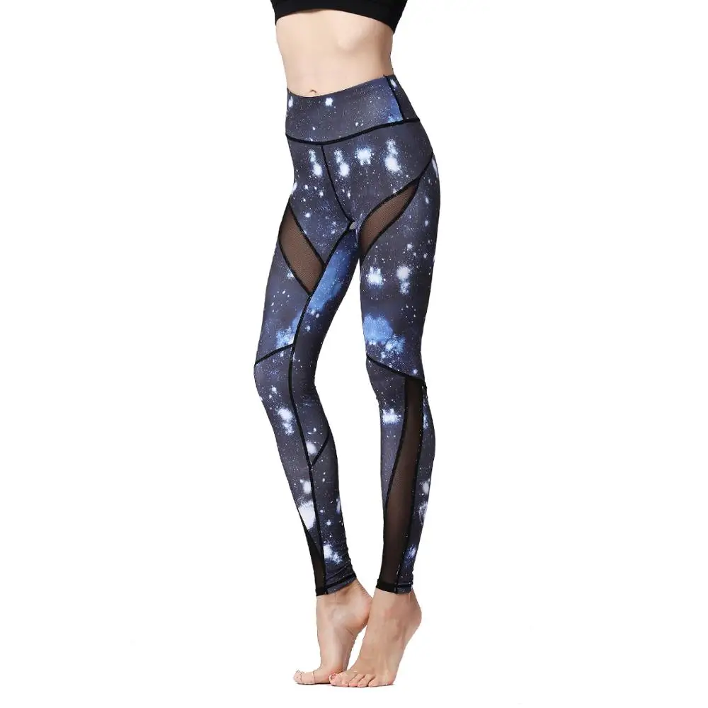 

LUKITAS Fitness Women Print Yoga Pants Elastic Waist Soft Mesh Running Workout Quick Dry Breathable Outdoor Sport Leggings