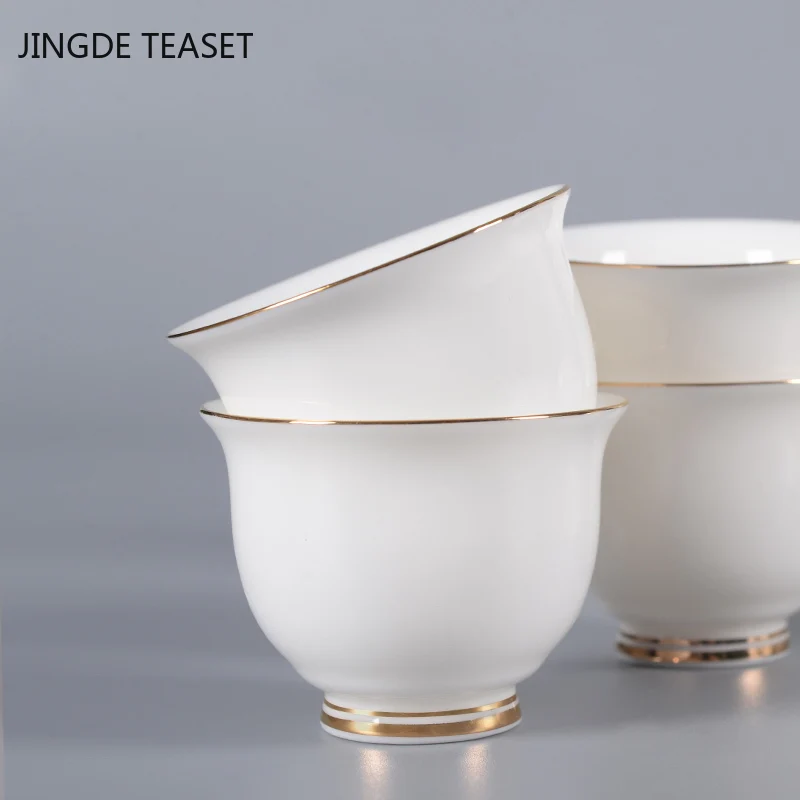 2pcs/lot Chinese Ceramic Teacup Suet Jade  Single Cup White Porcelain Tea Cups Teaware Accessories Master Cup Tea Bowl Drinkware