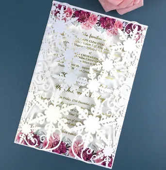 

Free Shipping 1X Gold/Silver White Black Snow butterfly Heart laser cut pocket invite wedding invitation card pocket Envelope