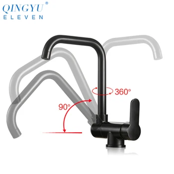 

New Kitchen Rotating Faucet Folding Down Hot Cold Water Faucet Black Low Window Kitchen Mixer Faucet Single Handle Mixer Tap
