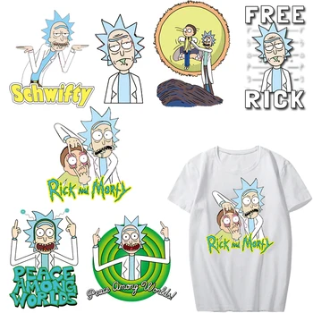 

Rick Patch Iron on Transfer Letter Morty Patches for Kids Clothing DIY T-shirt Badge Stickers Applique on Clothes Heat Press D