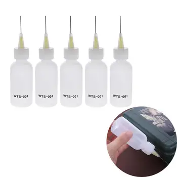 

5pcs 50ml Transparent Plastic Bottle Glue Dispenser Needle Empty Liquid Plastic Bottle for precise drops of flux Glue Pot glues