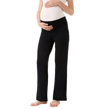 

Women Maternity Solid Soft Home Versatile Stretch Comfy Daily Pregnancy Trousers Lounge Pants Relaxing Wide Straight