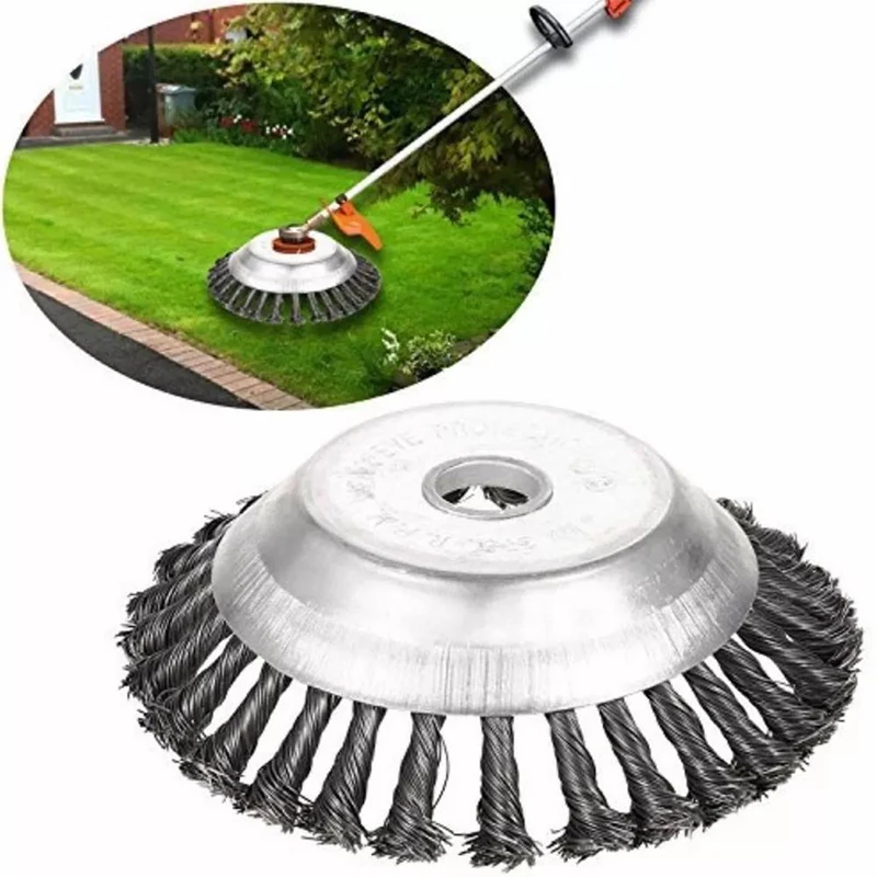 

15cm Carbon Steel Wire Wheel Break-Proof Rounded Edge Weed Trimmer Edge Head Power Lawn Mower Garden Weed Brush Lawn Mower