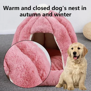 

Autumn And Winter Warm Closed Kennel Solid Color Small Rabbit Fur Pet Dog House Cat House Kennel Winter Warm Cushion Basket