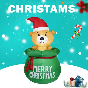 

Christmas Inflatable Bear With Gift Bag Lantern Luminous Indoor And Outdoor Garden Decoration Birthday Christmas Decorations