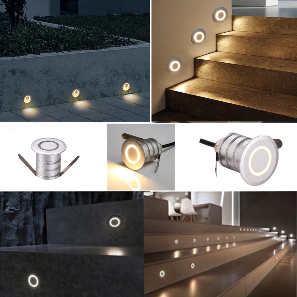 1W Led Step Light IP67 Waterproof Embedded Footing Pathway Staircase Corner Lamp Indoor Outdoor Recessed Wall Stair Light 12-24V