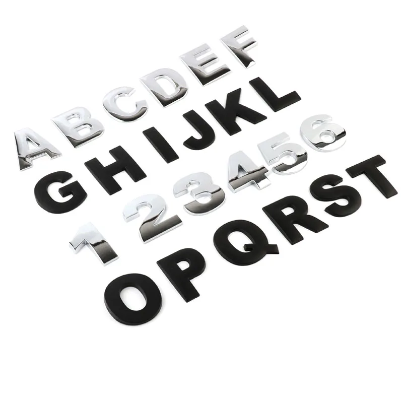 

Car Styling (A-Z) 3D DIY ABS Alphabet Sticker Car Emblem Letter Silver Badge Decal For Audi Volkswagen Toyota Lada Lifan BMW ect