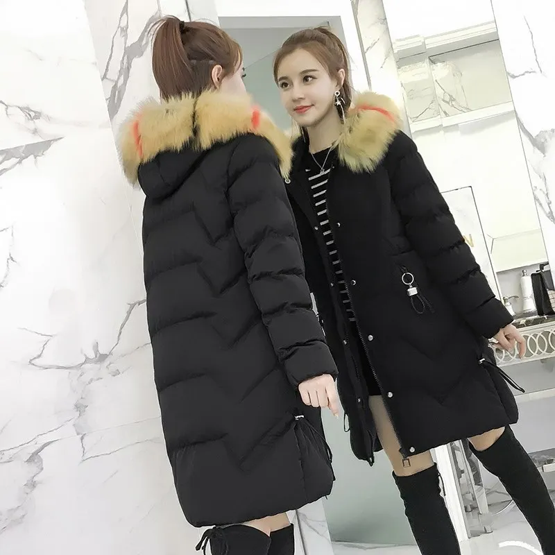 

2018 Winter Warm down Feather Cotton-padded Jacket Women's Loose-Fit Korean-style Mid-length Versatile New Style Cotton-padded C