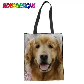 

NOISYDESIGNS Golden Retriever Printing Handbag Animals Dog Canvas Shoulder Bag Female Tote Handbag Mochila Bolsa Satchel