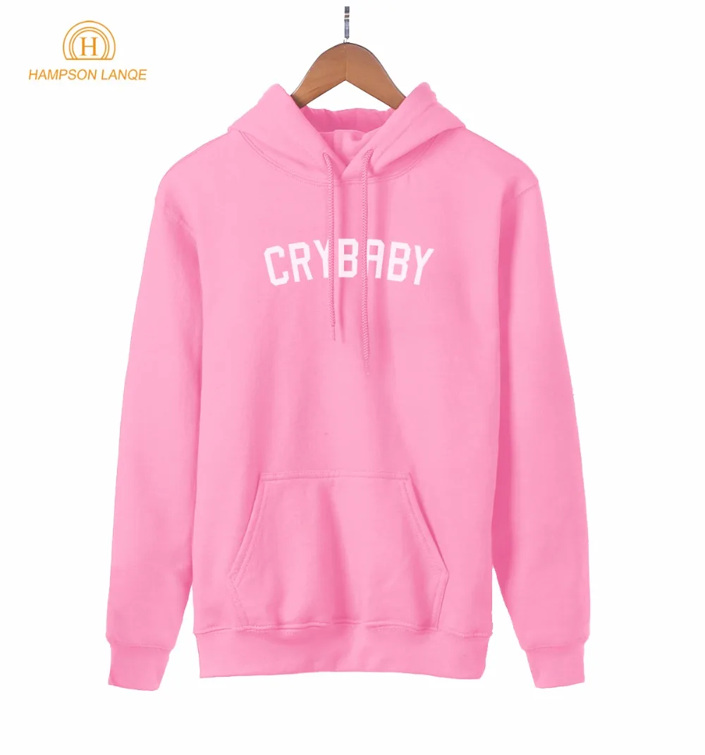 HAMPSON LANQE  Crybaby Cry Baby Kawaii Pink Sweatshirt Female 2019 New Style Spring Autumn Women Hoodie Fleece Casual Streetwear