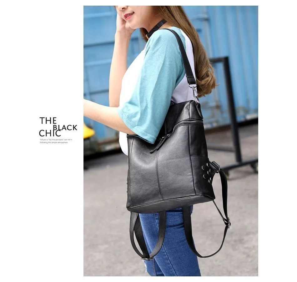 Herald Модный женский рюкзак на молнии, качественные кожаные однотонные школьные сумки для подростков, большой школьный рюкзак, винтажные сумки на плечо