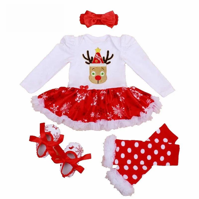 Рождественские костюмы; Комбинезон для маленьких девочек; Одежда для младенцев с оленями; кружевной комбинезон с пачкой для новорожденных; рождественские наряды для малышей 1 года