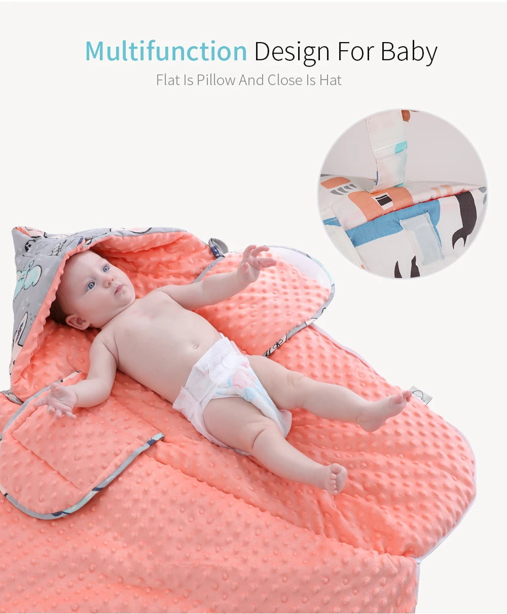 Конверт с принтом для новорожденных, зимний хлопковый массажный спальный мешок для малышей, ветронепроницаемый плед для коляски, зимний мешок для детского гнезда