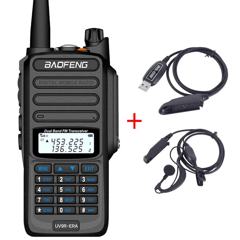 ERA-Blue-Cable-Earp Baofeng версия портативная рация 25 км 10 Вт IP68 Водонепроницаемая Baofeng uv-9r ERA plus cb ham Радио comunicador UHF VHF радио - Цвет: ERA-Blue-Cable-Earp