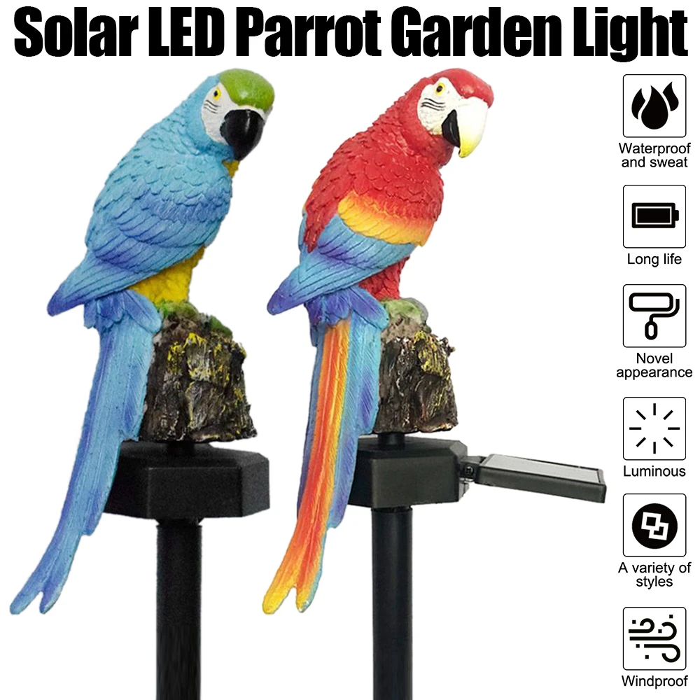 LED Parrot Lawn Light Solar Power Waterproof Garden Landscape Lamp Outdoor Decor