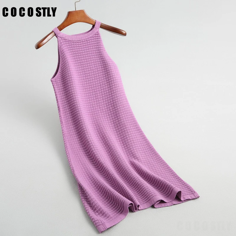 

Autumn Winter Skirt Women Knit Tank long Dress Korean Style Knitting V Neck Sleeveless Vest Loose Women Casual Dresses