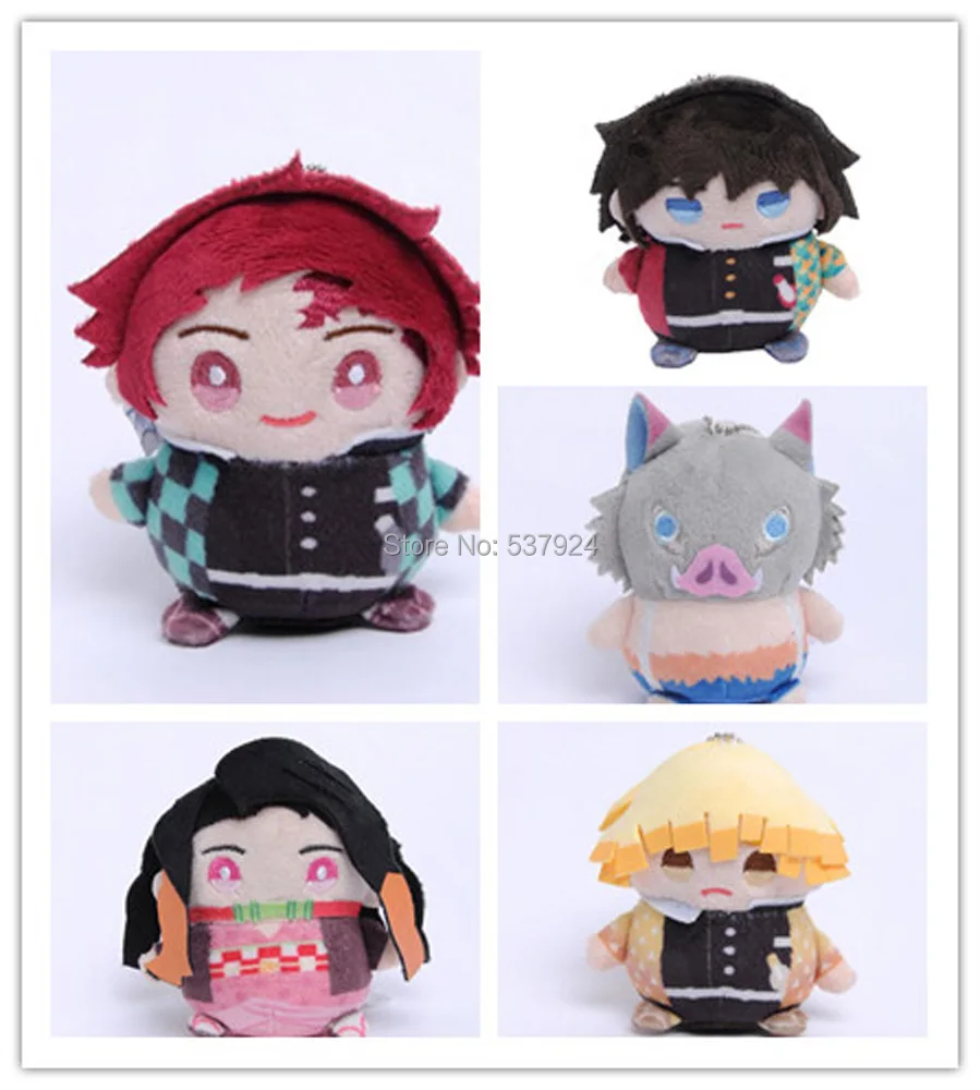 Новинка 5 шт. Kimetsu no Yaiba Tomioka Giyuu Косплей 4 “10 см плюшевый брелок-подвеска - Цвет: 5PCS