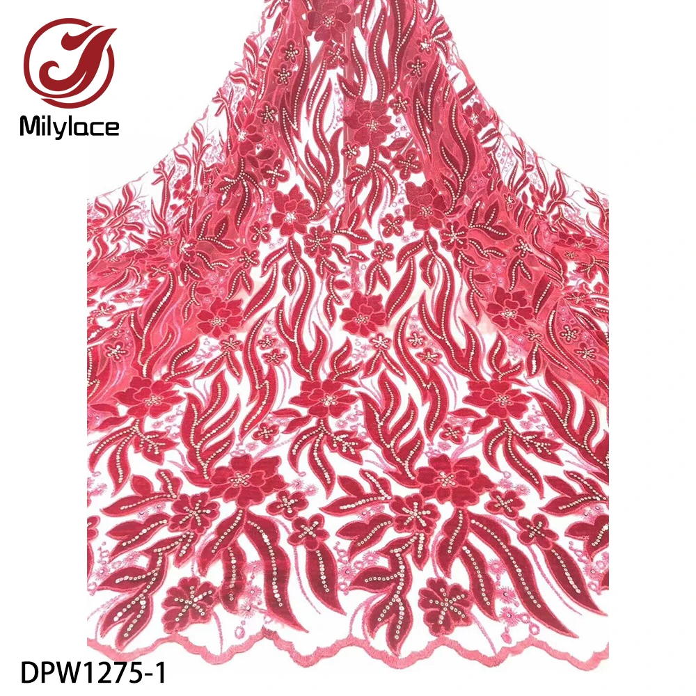 3D Цветочная аппликация кружевная ткань модная французская Вышивка Тюль кружевная ткань с блестками 5 ярдов для свадебной вечеринки JYW-243