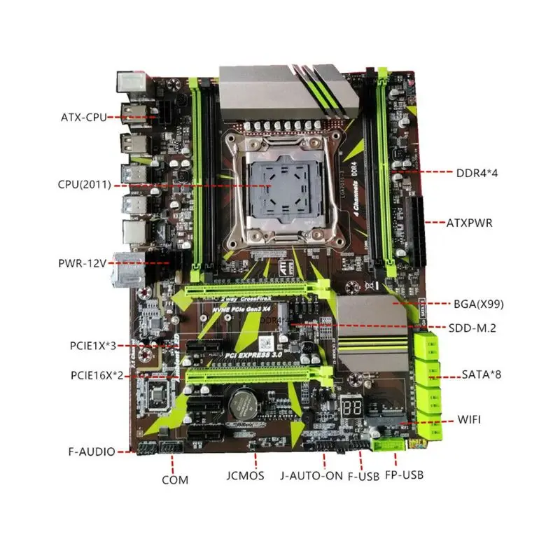  X99 LGA2011-V3 Professional 4 Channel DDR4 Desktop Computer Motherboard Module Q84A