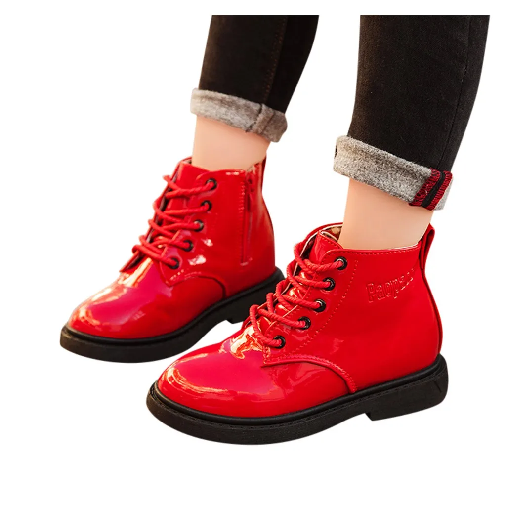 Winter Girls Martin Boots Shoes Solid Zip Sport Short Boots Casual Martin boots casual girls kids winter shoes for girls