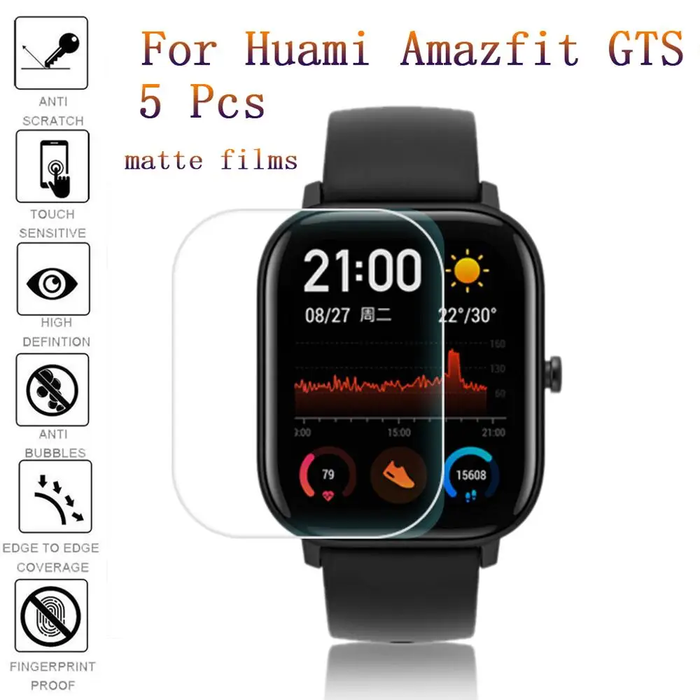 

5Pcs Sports watch matte film Full Cover Soft Pet matte Screen Protector Film for Huami Amazfit GTS Transparent anti-scratch Film