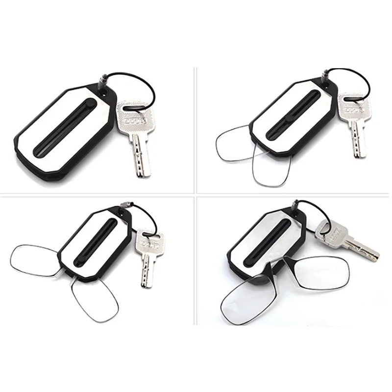Holesale Cheap Mini Reading Glasses Nose Clip Tr90 Keychain Wallet Clip Glasses Presbyopia Men Women Portable Transparent Black