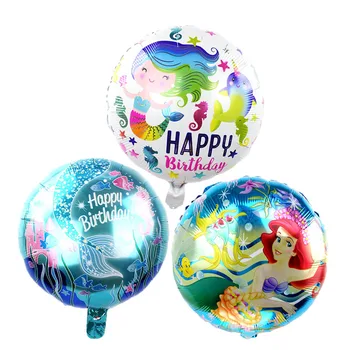 

50pcs/lot 18inch Mermaid foil balloons Ariel of baby take a shower princess happy birthday party decorations globos