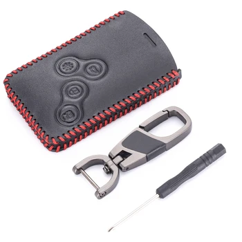 

Leather Car Key Cover For Renault Duster Captur Megane 2 3 Clio 4 Trafic Logan Koleos Laguna 2 3 Auto Remote Protector Keyring