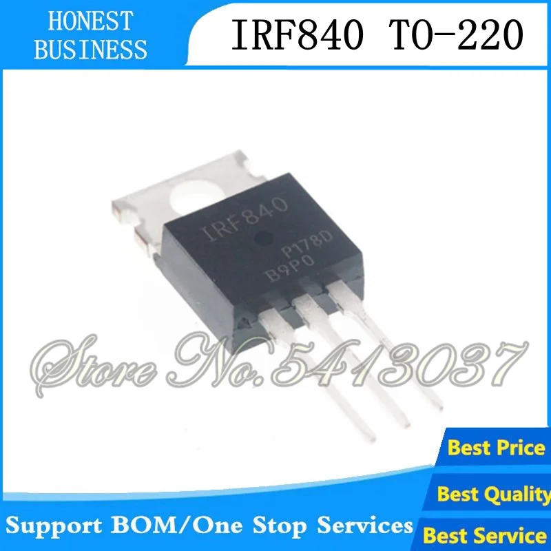 100 шт./лот IRF840 IRF840PBF IRF840N n-канал питания MOSFET TO-220