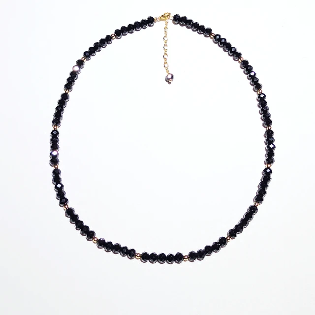 14k Gold and Black Spinel Necklace - Ruby Lane