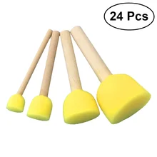 24 peças sortidas tamanho redondo esponjas conjunto de escova crianças pintura ferramentas stippler (6 conjuntos)